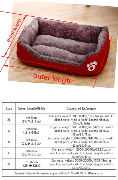 Pet Cat Dog Bed Cozy Square Plush