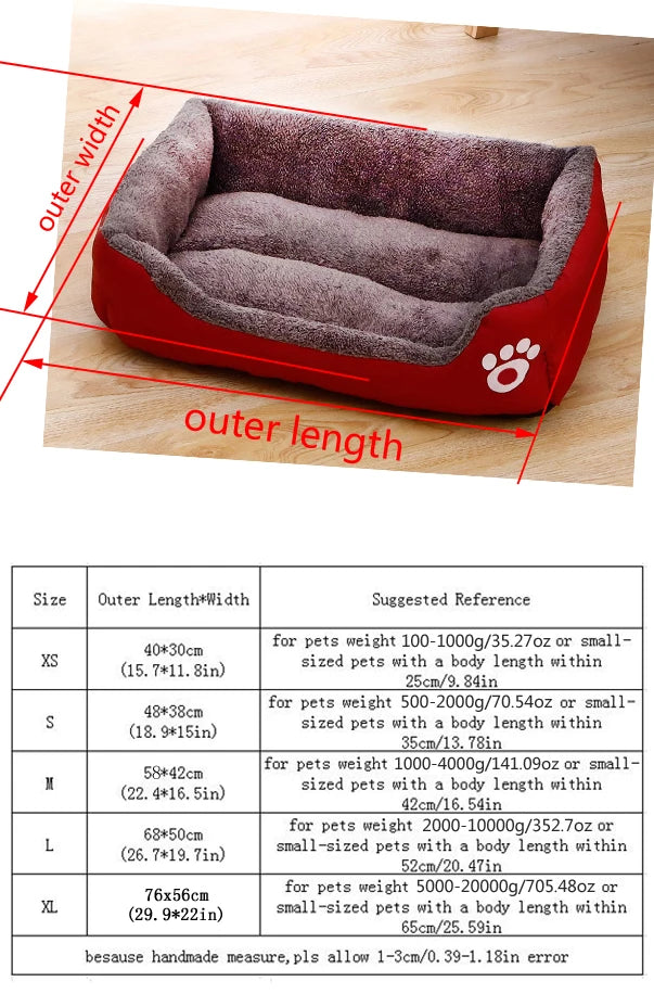 Pet Cat Dog Bed Cozy Square Plush
