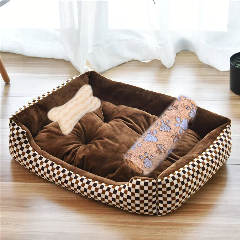 Pet Cat Dog Bed Cozy Square Plush