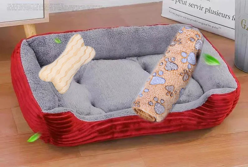 Pet Cat Dog Bed Cozy Square Plush