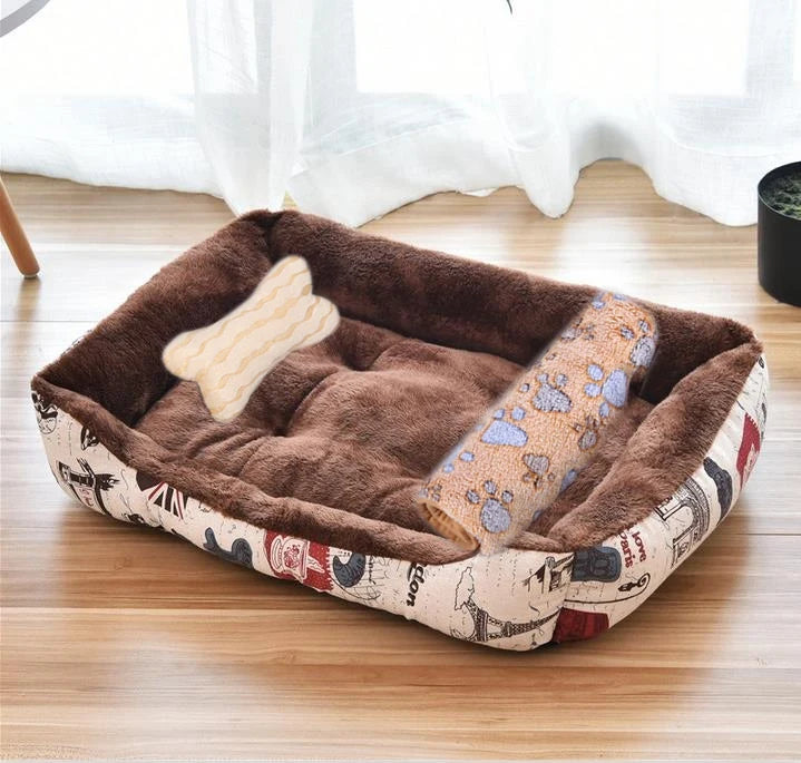 Pet Cat Dog Bed Cozy Square Plush