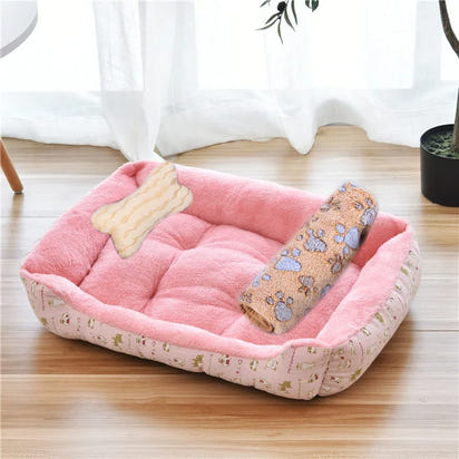Pet Cat Dog Bed Cozy Square Plush