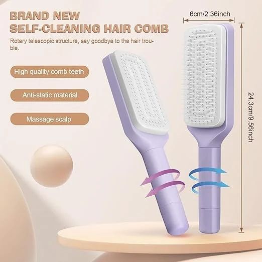Self-Cleaning Anti-Static Massage Comb, 4-in-1 Hairbrush for Smooth Tangle-Free Hair, Hair Brushes for Women (multicolor)