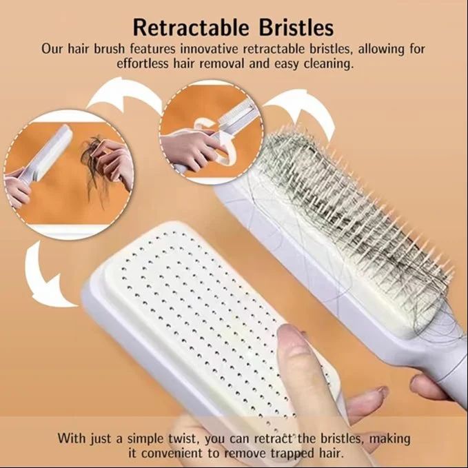 Self-Cleaning Anti-Static Massage Comb, 4-in-1 Hairbrush for Smooth Tangle-Free Hair, Hair Brushes for Women (multicolor)