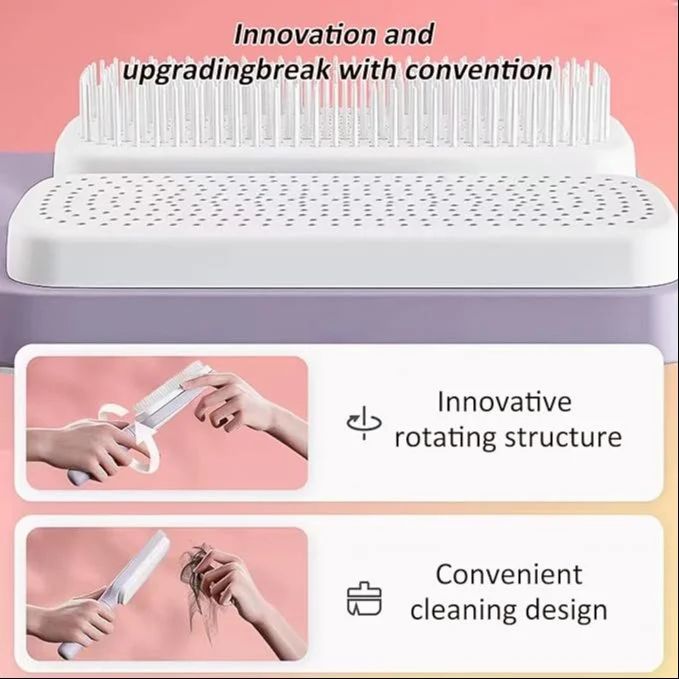 Self-Cleaning Anti-Static Massage Comb, 4-in-1 Hairbrush for Smooth Tangle-Free Hair, Hair Brushes for Women (multicolor)