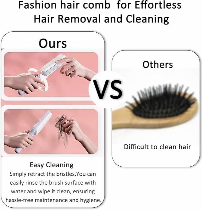 Self-Cleaning Anti-Static Massage Comb, 4-in-1 Hairbrush for Smooth Tangle-Free Hair, Hair Brushes for Women (multicolor)